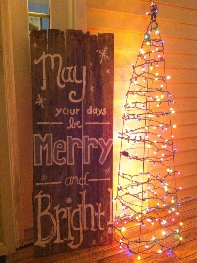 Wooden Sign With Snowflakes