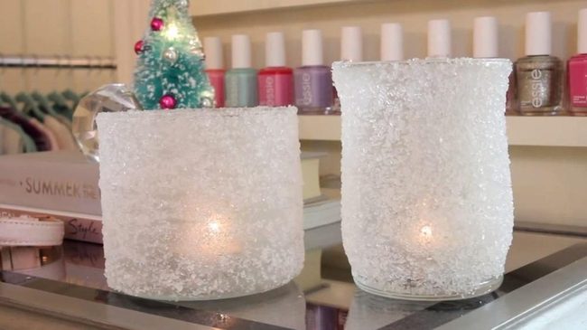 Frosted Glass Candlelight With Christmas Tree