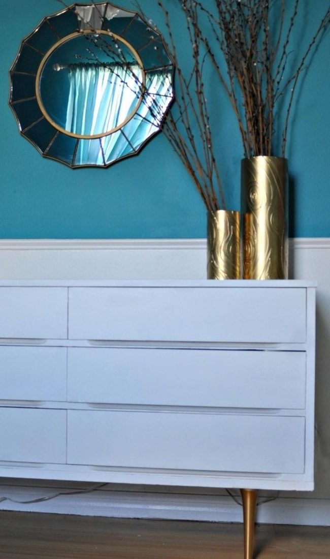 Bold Blue Bedroom With Gold Accents