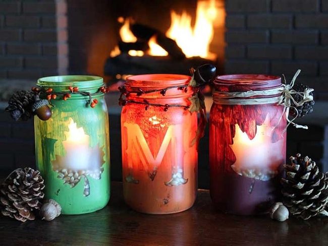 Painted Mason Jar Candlelight