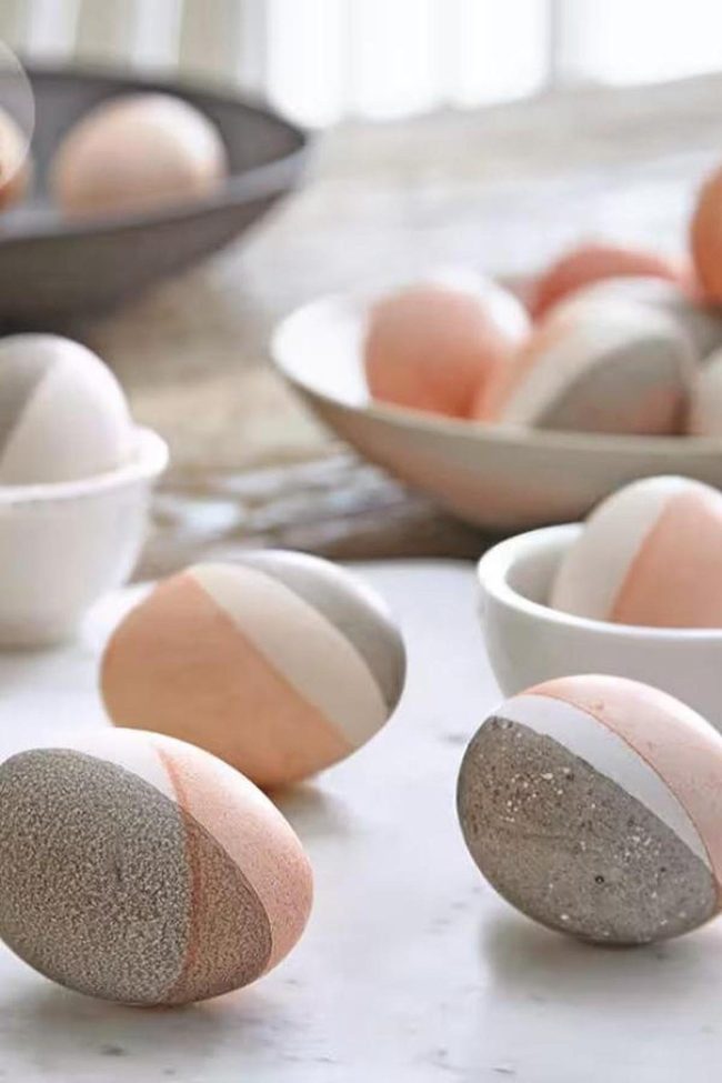 Half-Painted Eggs In Peach And Gray