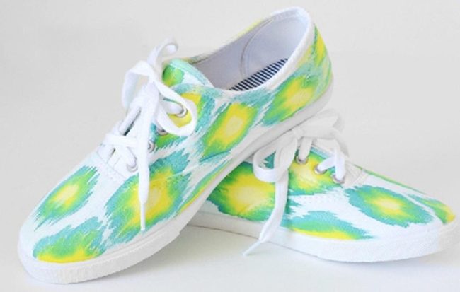 Green And Yellow Spotted Sneakers