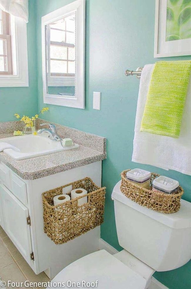 Wicker Baskets Tropical Bathroom Storage