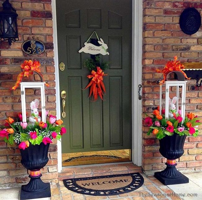 Bunny Lanterns Spring Porch Welcome