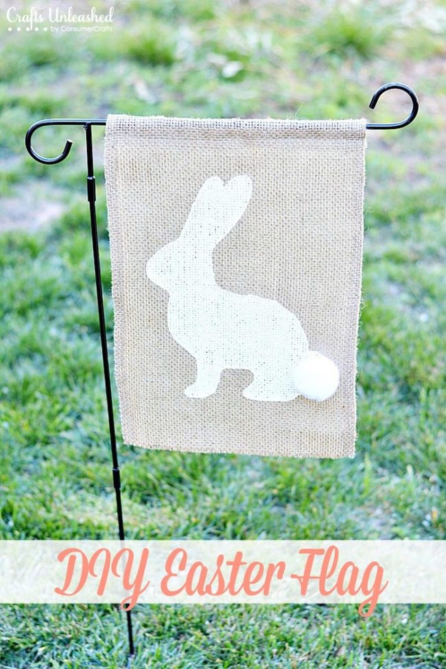 White Bunny Burlap Flags