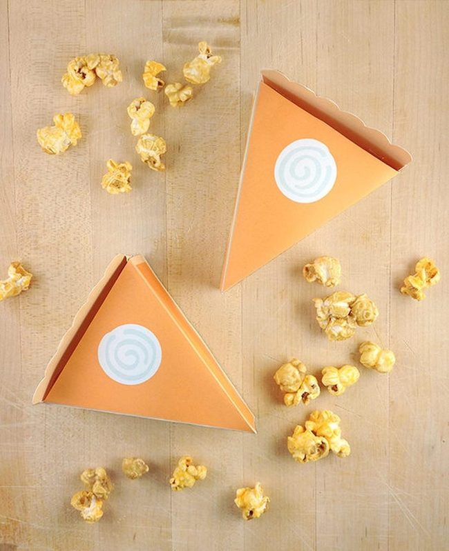 Orange Triangles, White Swirls, Popcorn