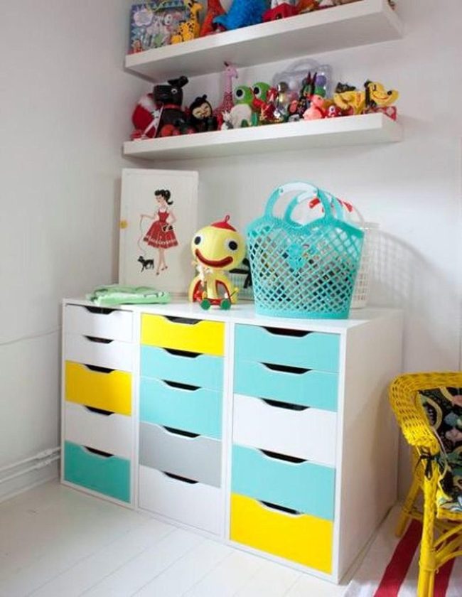 Colorful Drawers Yellow Blue White