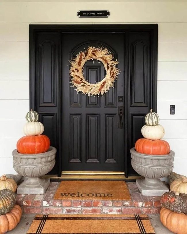 Autumn Gold Against Black Doors