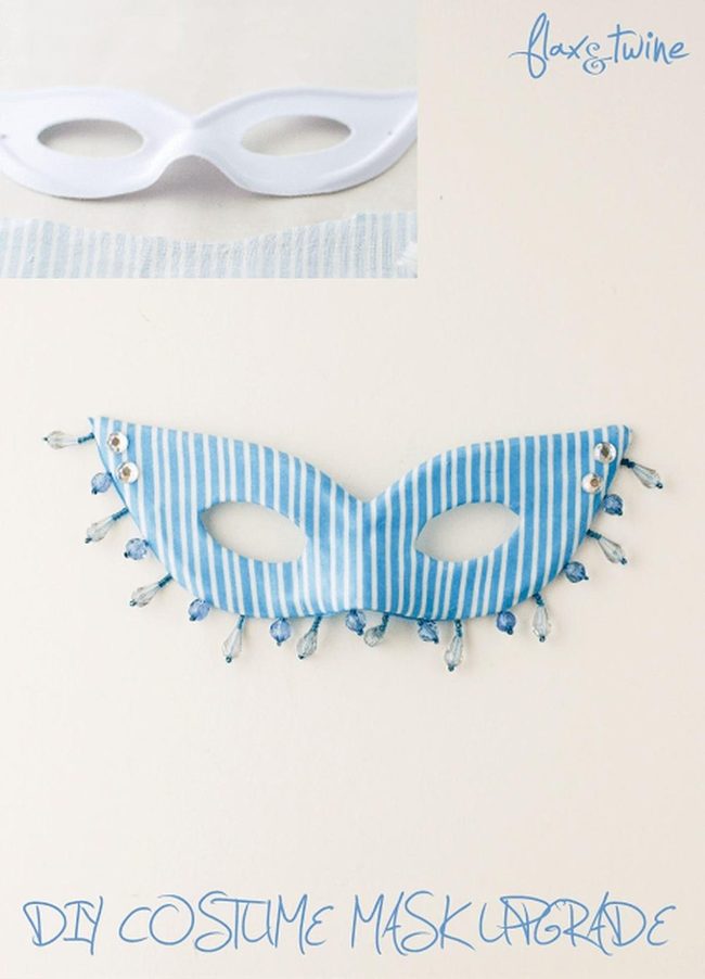 Blue Striped Mask With Swinging Beads