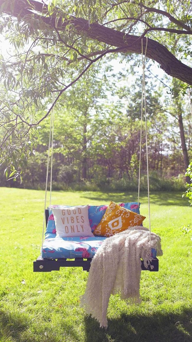Rope Suspended Wooden Swing