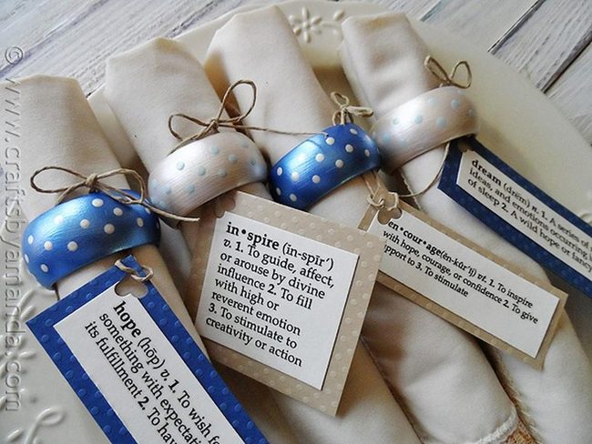 Blue Polka Dot Napkin Rings