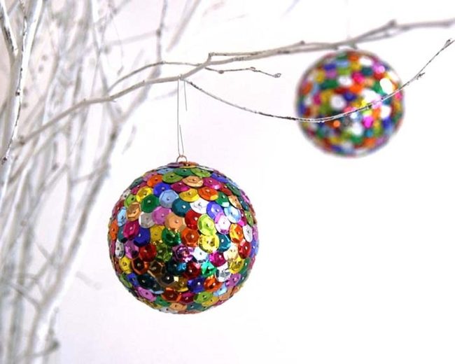 Sequin-Covered Ornament Sparkles Bright