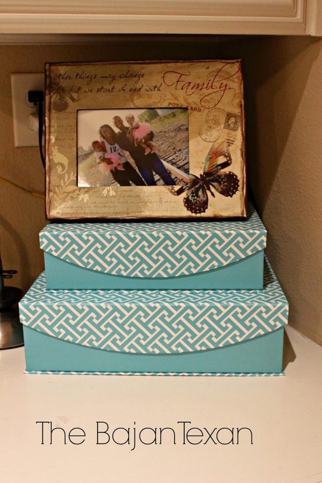 Blue Geometric Boxes With Cherished Memories