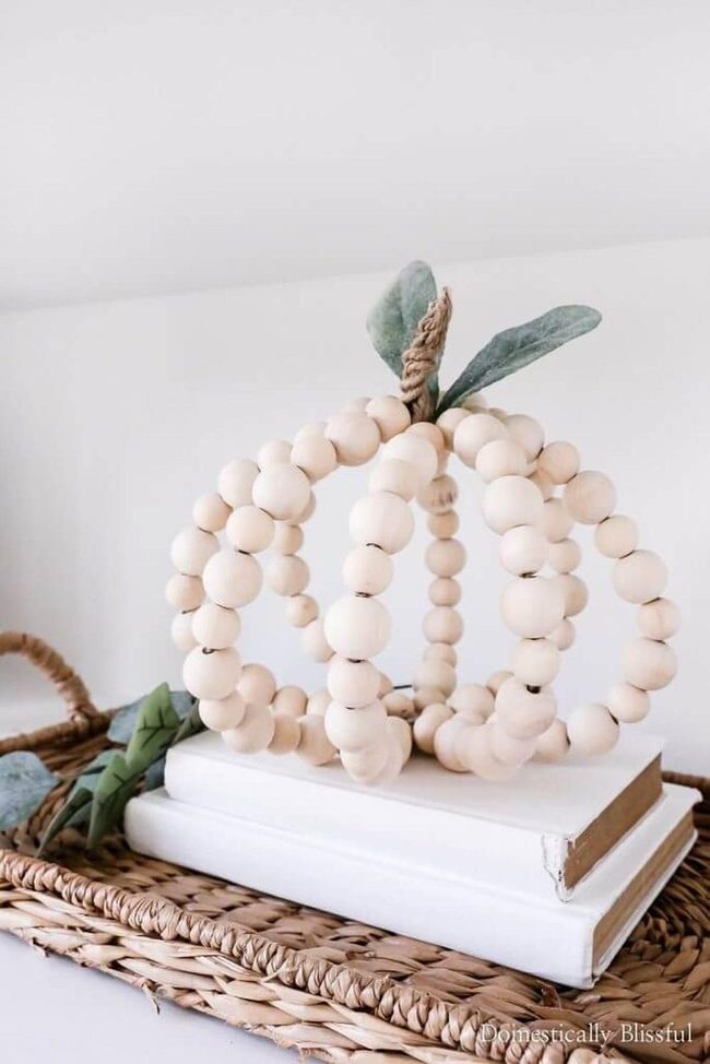 Handmade Wood Bead Pumpkins