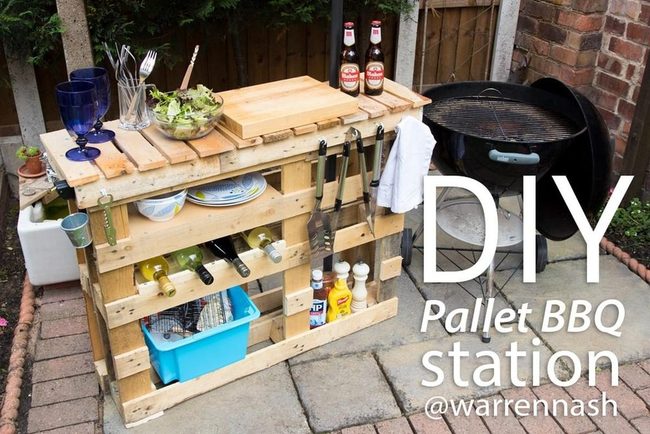 Pallet Wood Outdoor Grill Station