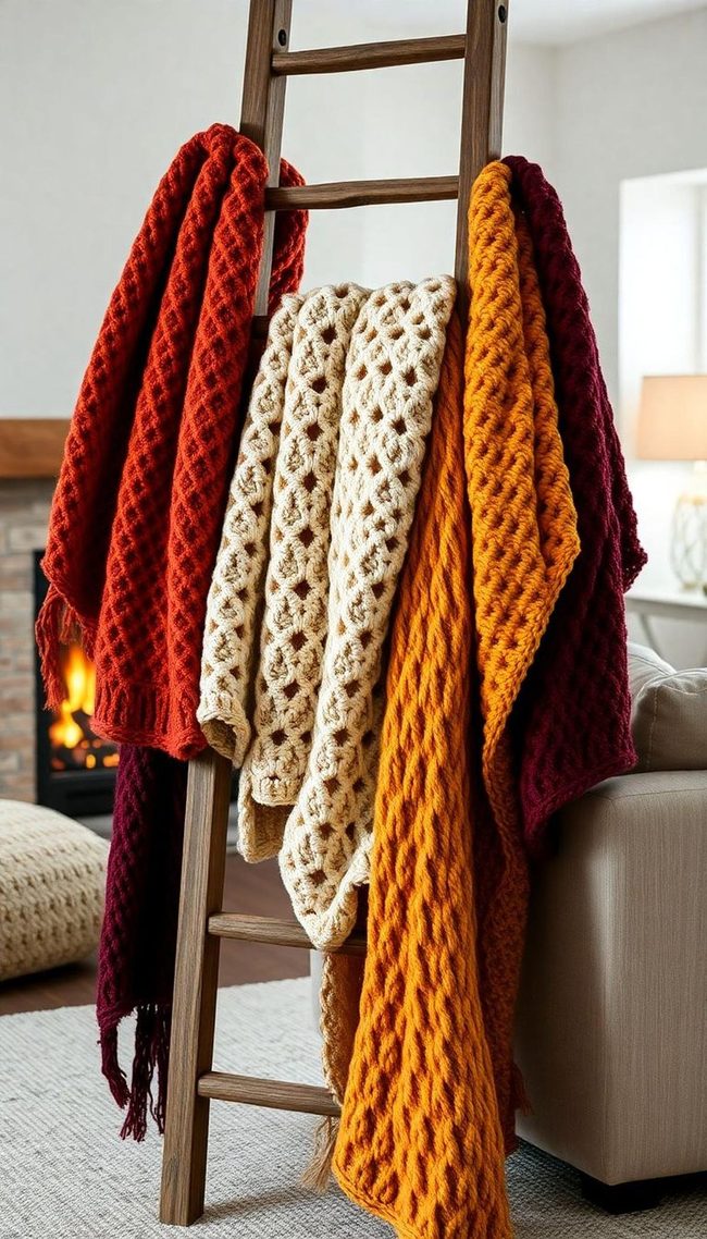 Wooden Ladder with Layered Crochet