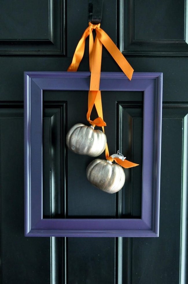 Silver Pumpkins On Purple Frame