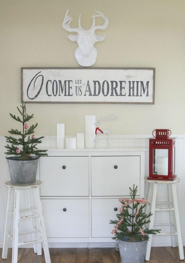 White Cabinetry Red Lantern Festive Minimalism