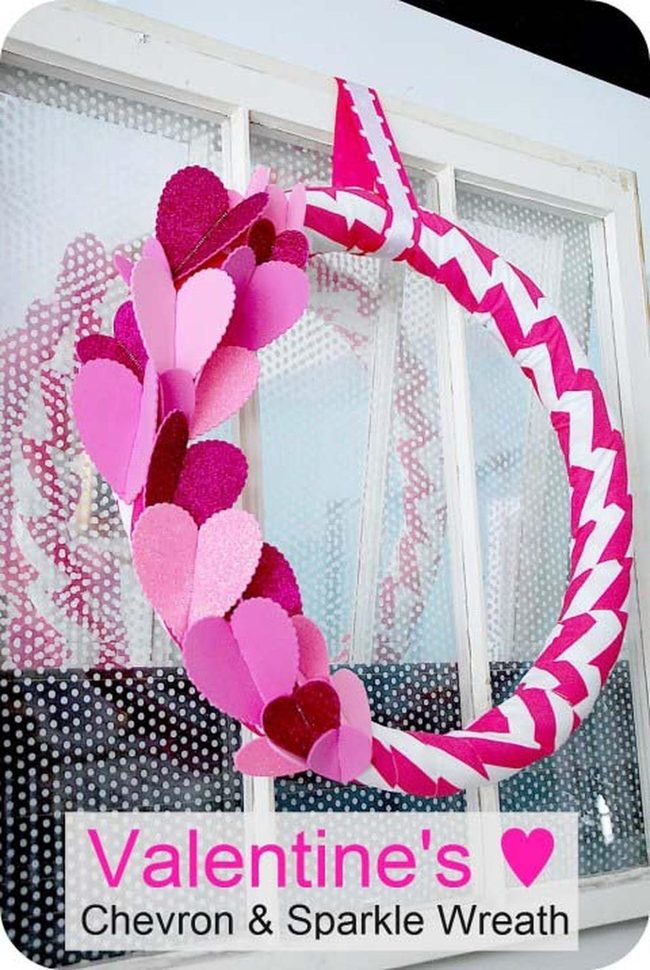 Pink Chevron Heart Sparkle