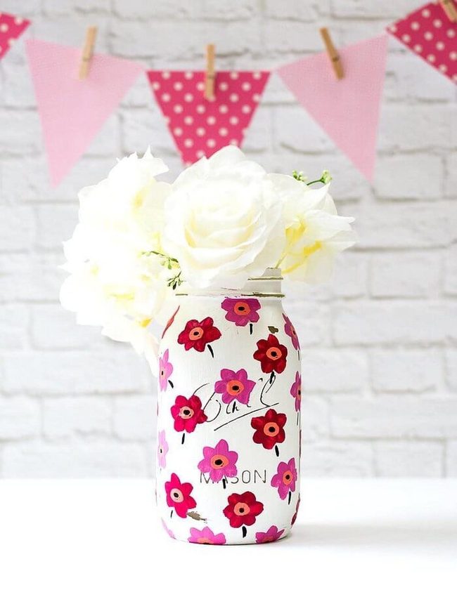 White Jar Pink Flower Display