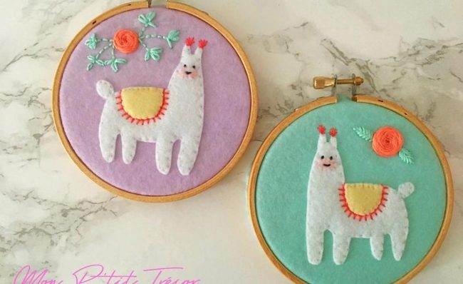 White Llamas Yellow Saddles Felt