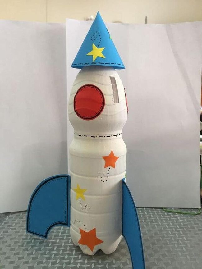 Plastic Bottle Rocket Piggy Bank