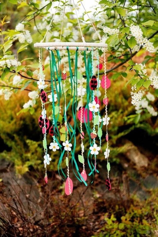 Flowing Ribbons Wooden Hoop Flowers
