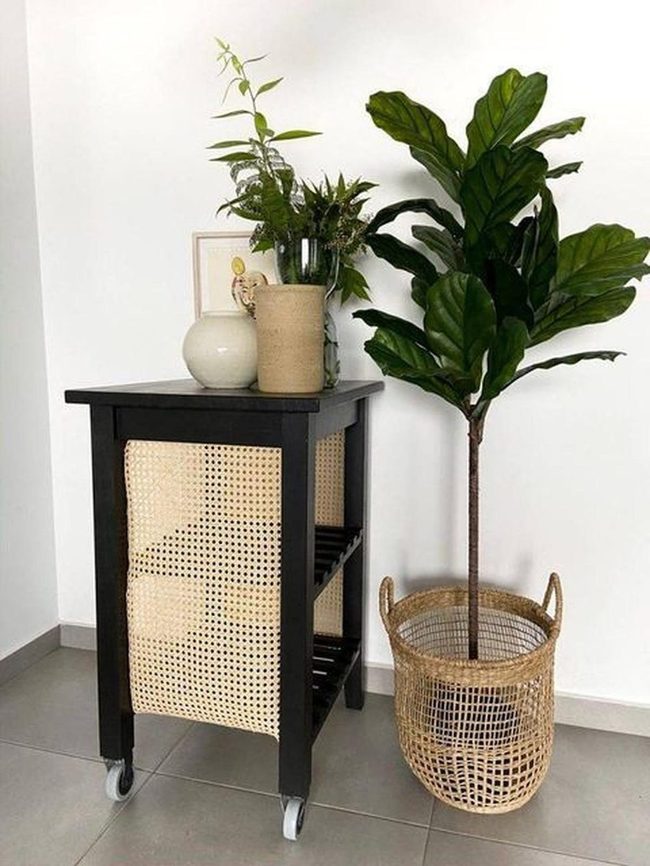 Black Woven Cart Corner Garden
