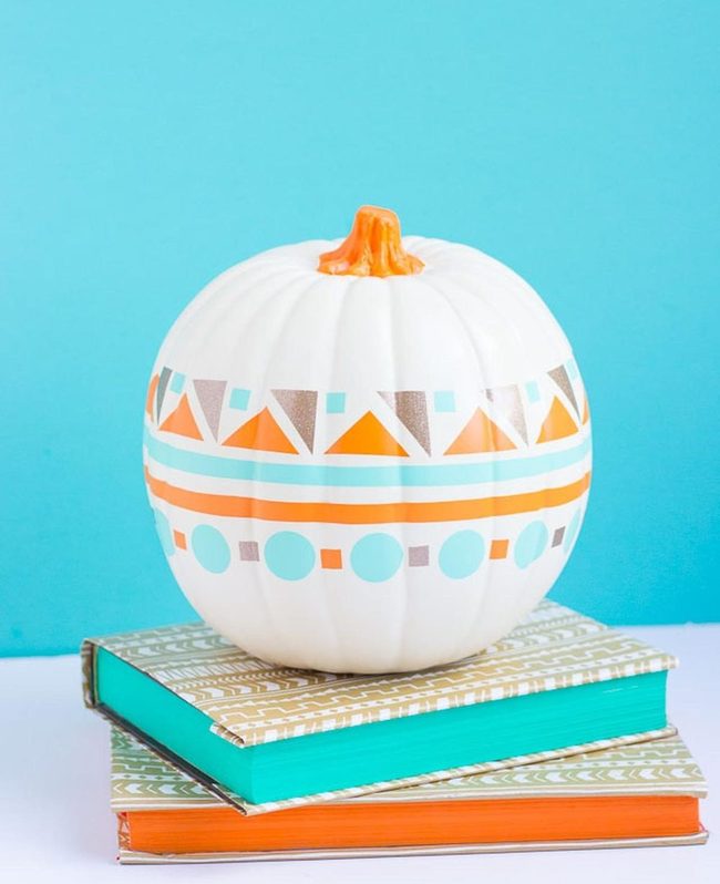 White Pumpkins Geometric Patterns Blue