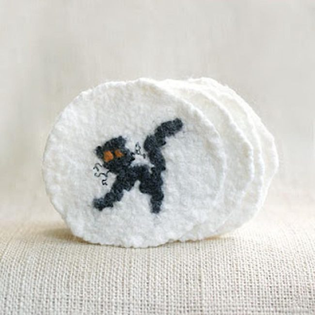 Black Cat Cotton Pads Orange Details