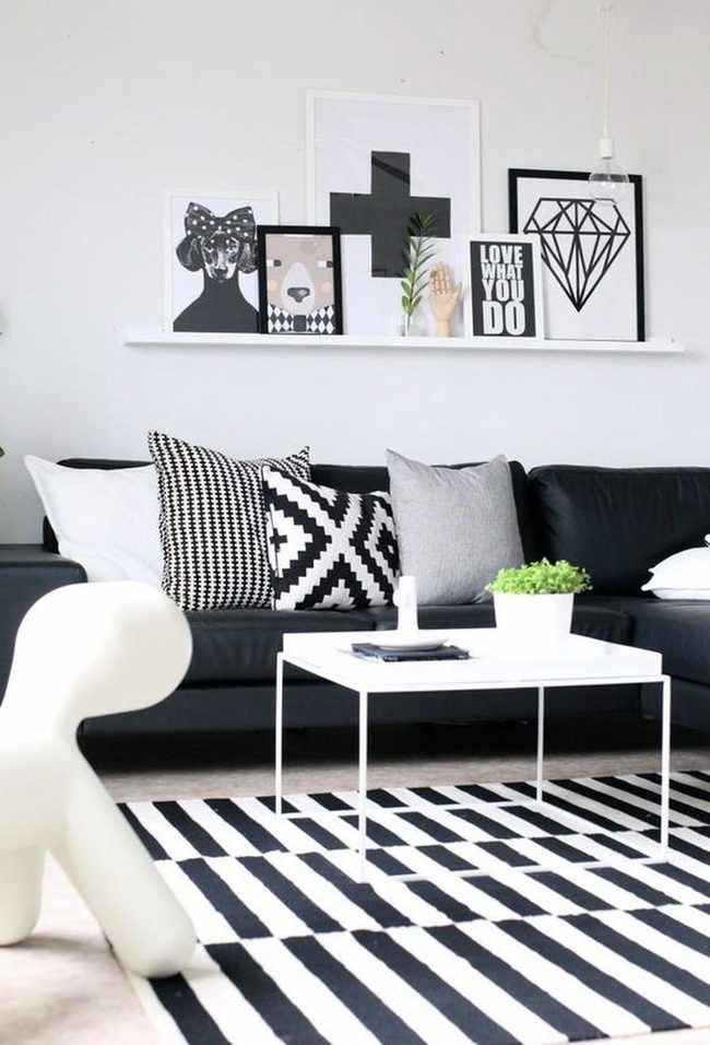Dark Couch Geometric Pillow Statement