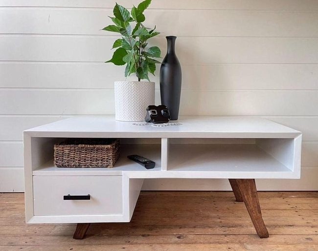 Polished Wood Storage Table