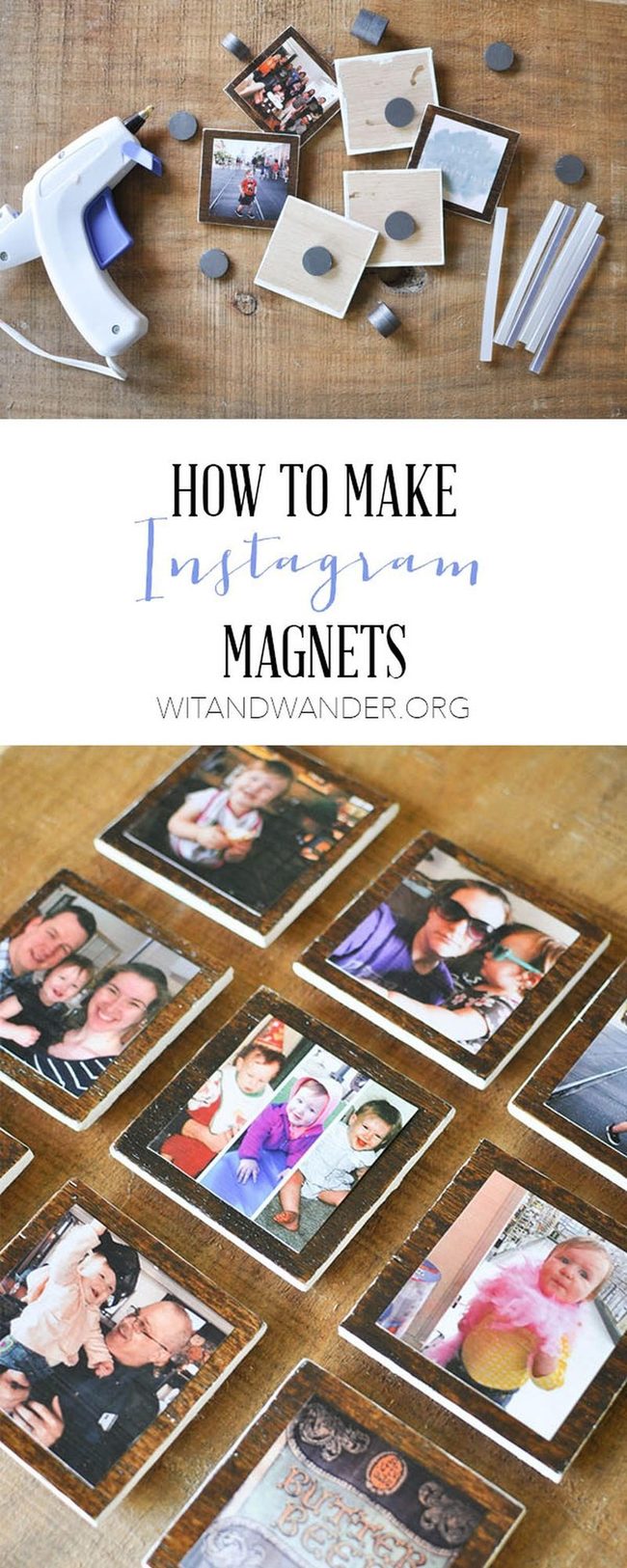 Wood Square Photo Magnets