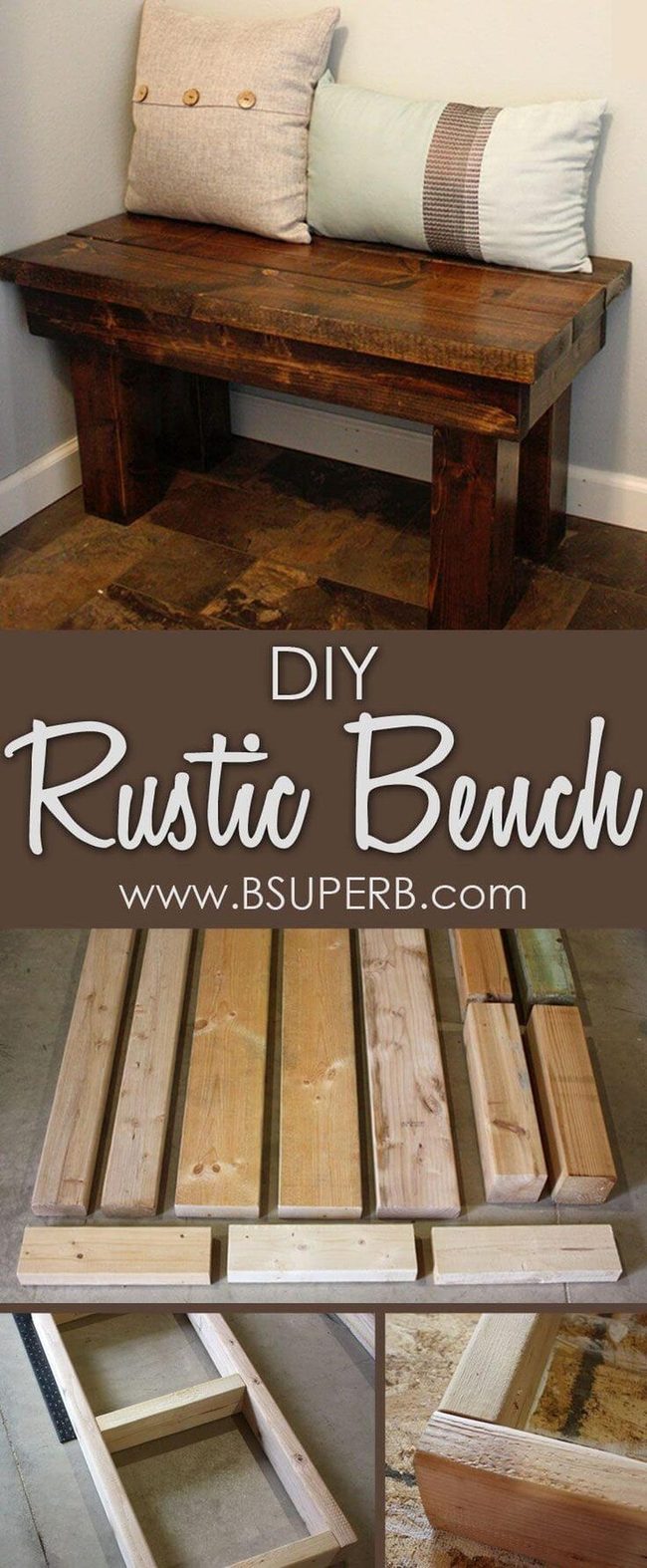 Stained Wood Bench Natural Seating
