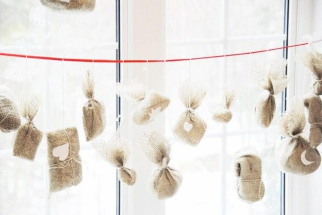Brown Burlap Cutouts Window Display