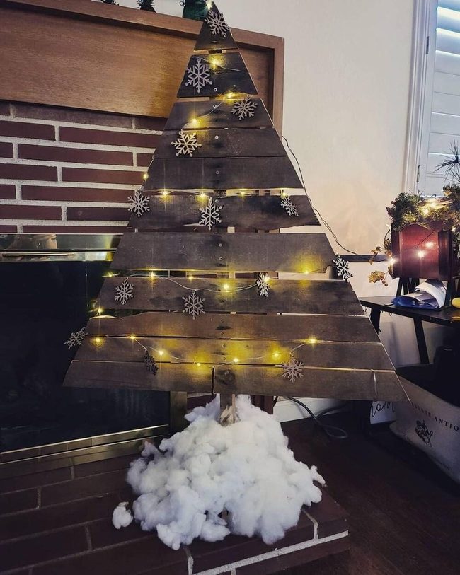 Wooden Trees With Frosted Snow