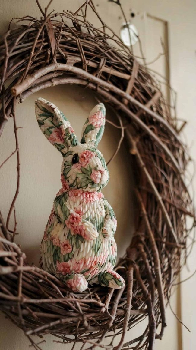 Pastel Flower Bunny Wreath