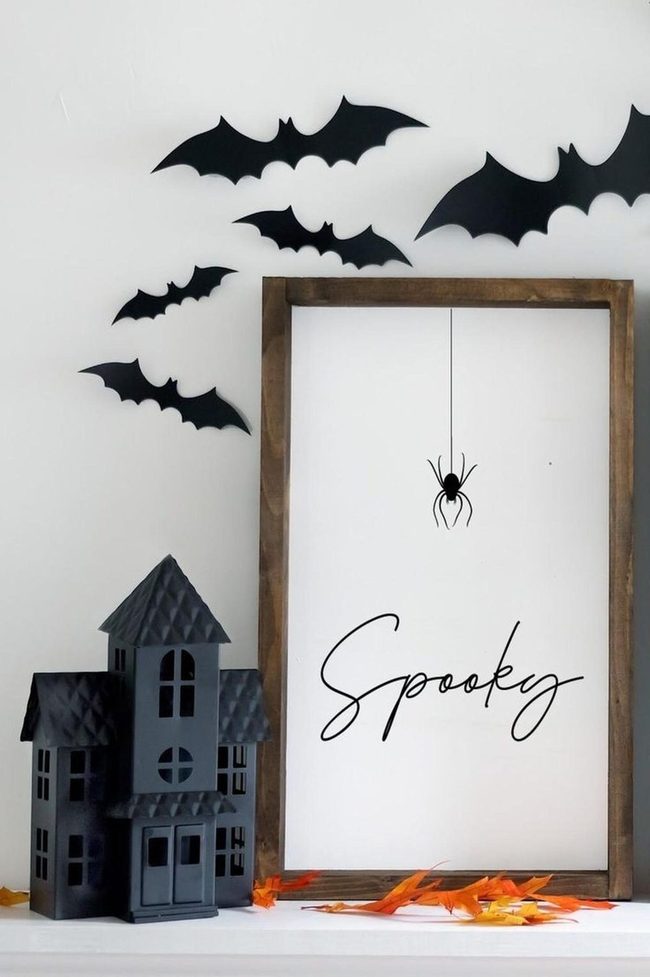 Black Bats White Walls Orange Leaves