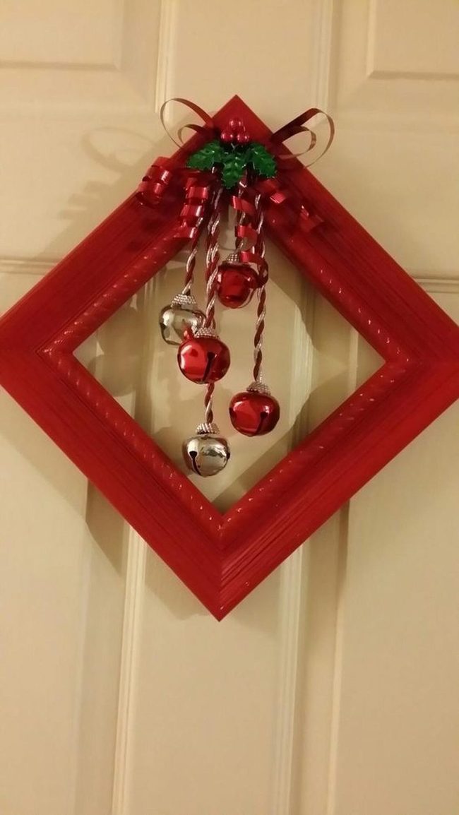 Red Ribbon Wreath With Jingle Bells