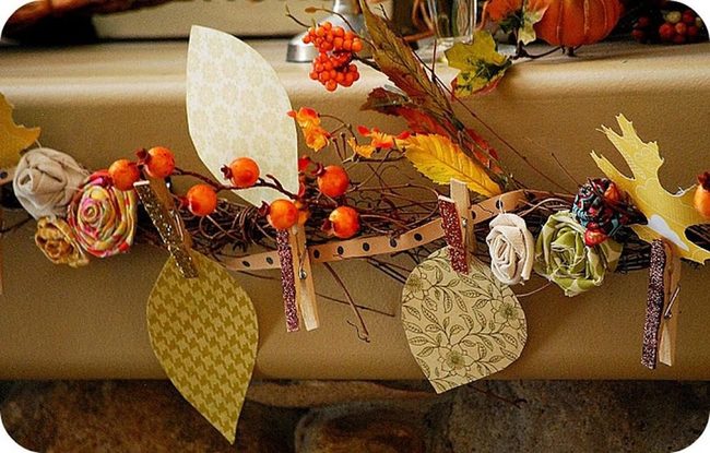 Handmade Paper Leaves Orange Berries