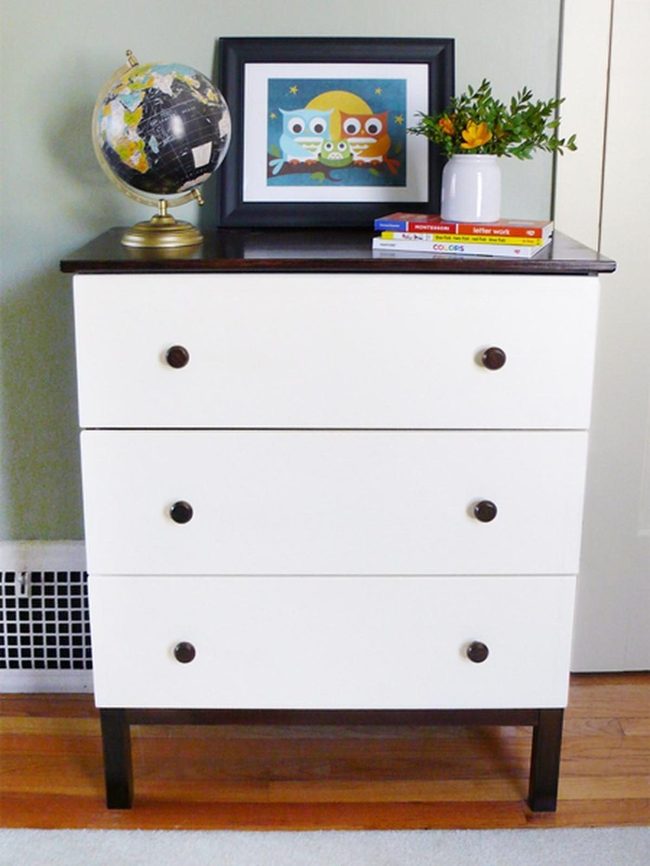 White Chest With Orange Floral Accent