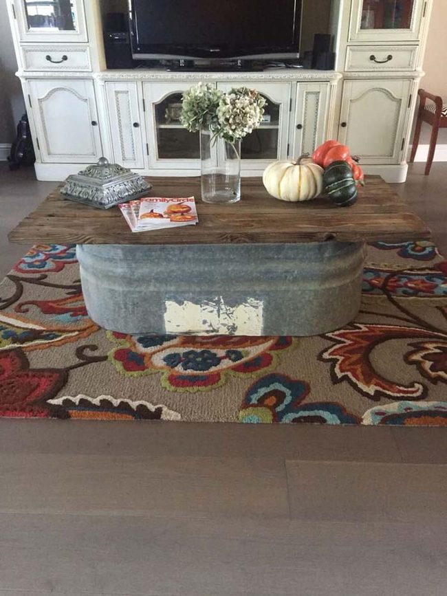 Galvanized Metal Base Wood Table