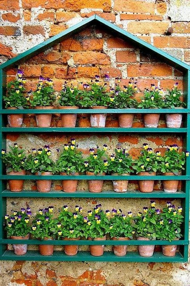 Green Terracotta Pots Red Brick