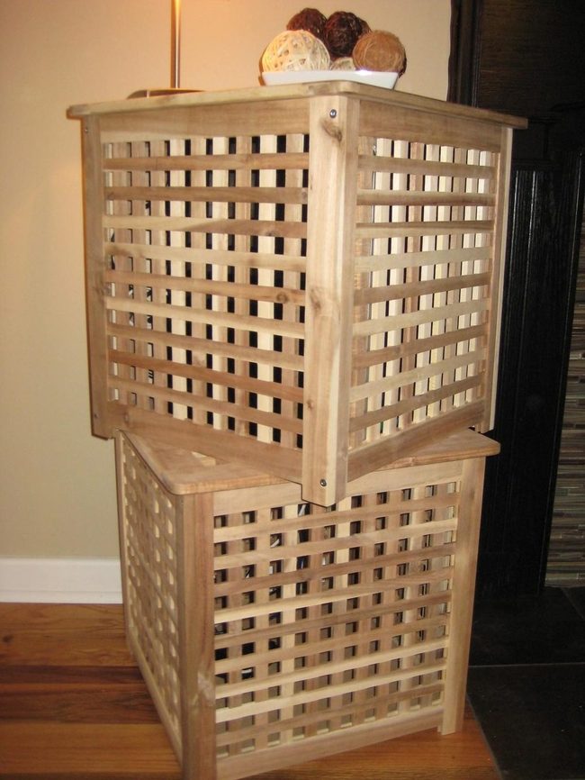 Stacked Wood Boxes With Colorful Spheres