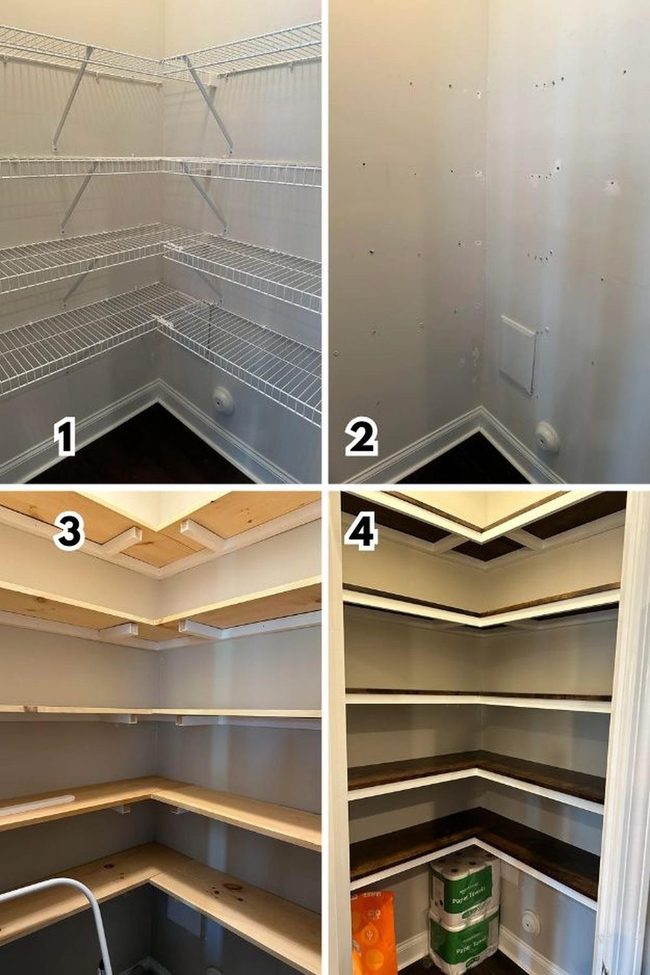 Wall-Mounted Pantry With Staggered Shelves