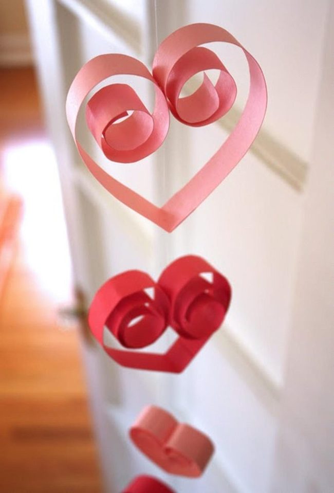 Red Paper Hearts On White