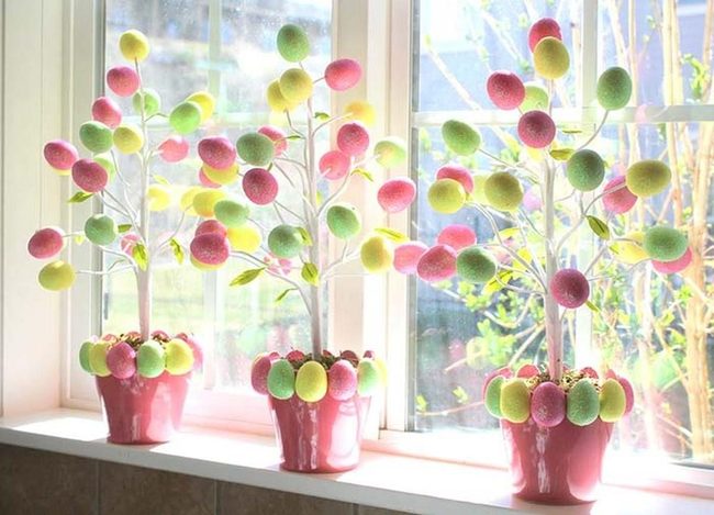 Glitter Foam Eggs Spring Trees