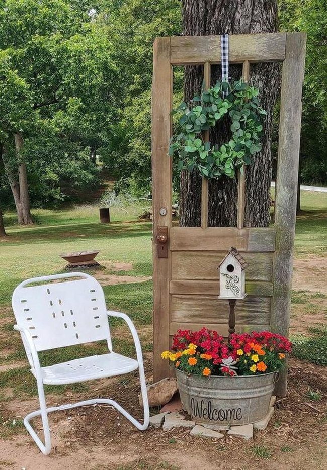 Weathered Door Meets Wildflower Gold
