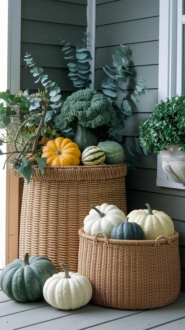 Overflowing Wicker Baskets Fall Harvest