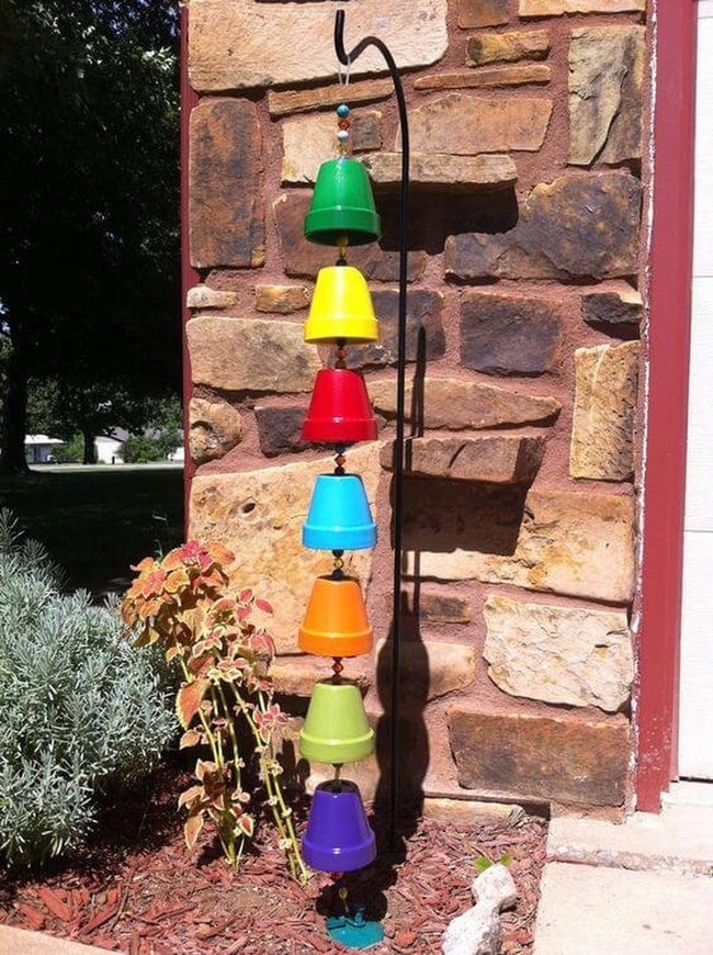 Stacked Rainbow Pots For Flowers